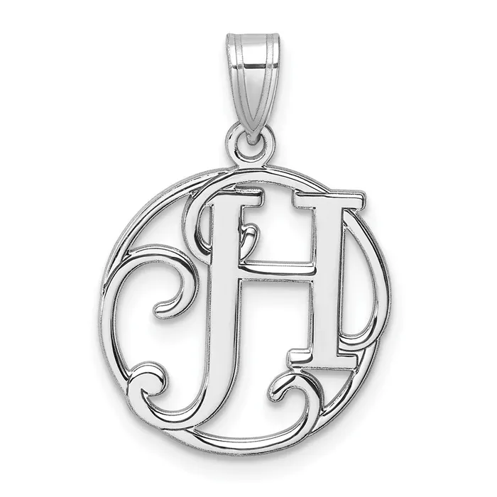 Small Sterling Silver Rhodiumplated Fancy Script Letter H Initial Pendant TreasureFineJewelers Necklaces Small Sterling Silver Rhodiumplated Fancy Script Letter H Initial Pendant TreasureFineJewelers Necklaces