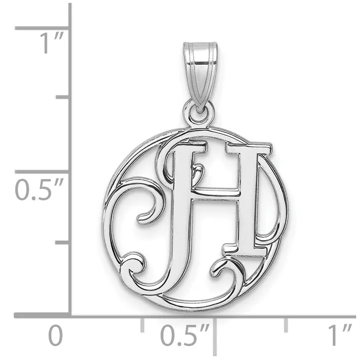 Small Sterling Silver Rhodiumplated Fancy Script Letter H Initial Pendant TreasureFineJewelers Necklaces