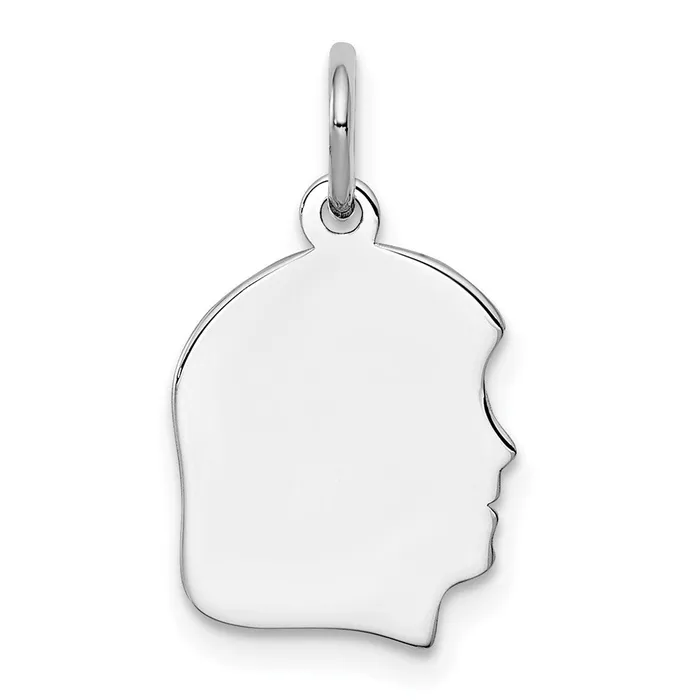 Sterl Silver Rhplt Engraveable Girl Polished FrontSatin Back Disc Charm TreasureFineJewelers Charm Necklaces