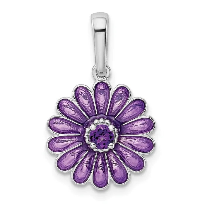 Sterling Silver Amethyst and Enamel Pendant TreasureFineJewelers Necklaces
