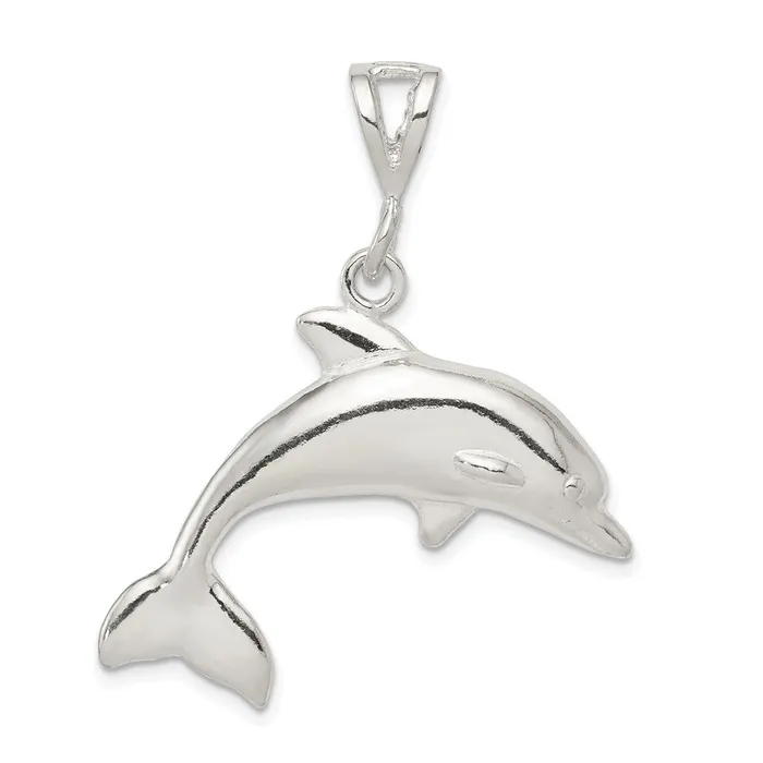 Sterling Silver Polished Dolphin Pendant TreasureFineJewelers Necklaces