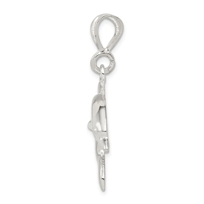 Sterling Silver Polished Dolphin Pendant TreasureFineJewelers Necklaces