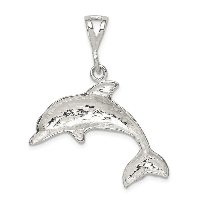 Sterling Silver Polished Dolphin Pendant TreasureFineJewelers Necklaces