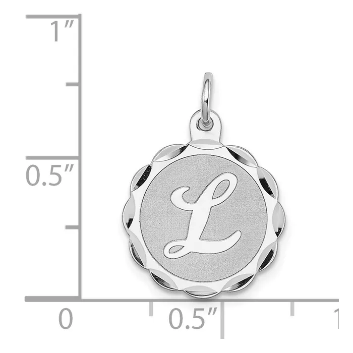 Sterling SilverRhodiumplated Brocaded Letter L Initial Pendant TreasureFineJewelers Necklaces