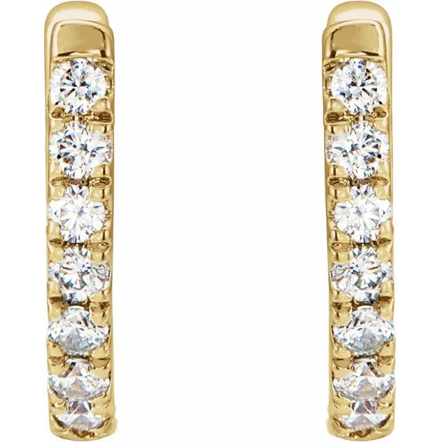 TreasureFineJewelers 14K Yellow Gold 16 CTW Natural Diamond Hoop Earrings Earrings