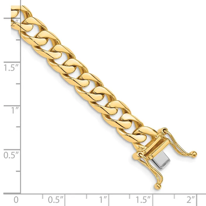 TreasureFineJewelers Bracelets 14K 8 inch 75mm Hand Polished Flat Beveled Curb Link with Box Catch Clasp Bracelet