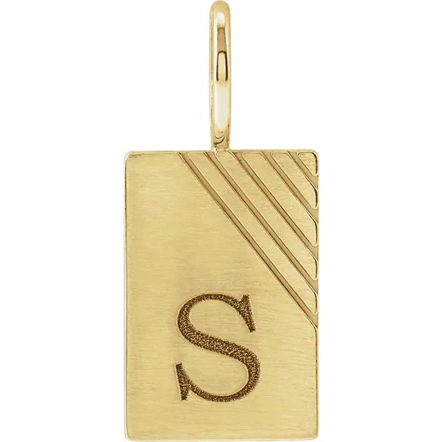 TreasureFineJewelers Charm Necklaces 14K Yellow Gold Engravable Dog Tag CharmPendant
