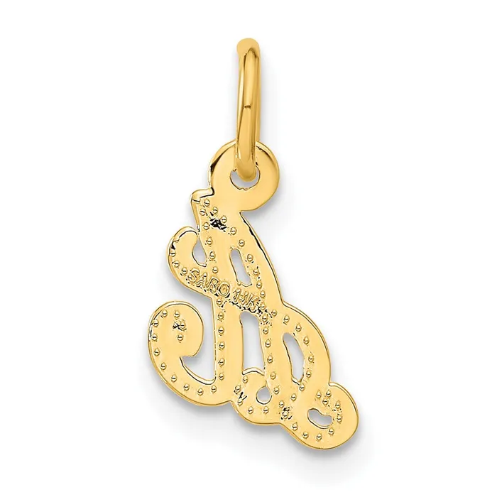 TreasureFineJewelers Charm Necklaces 14k Yellow Gold Script Letter A Initial Charm
