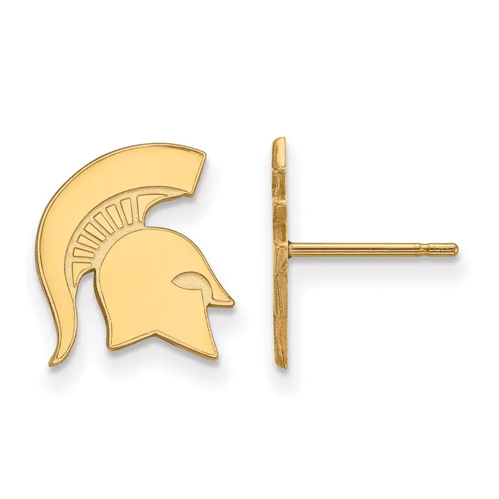 TreasureFineJewelers Earrings 14k Gold Michigan State University Spartan Small Post Earrings