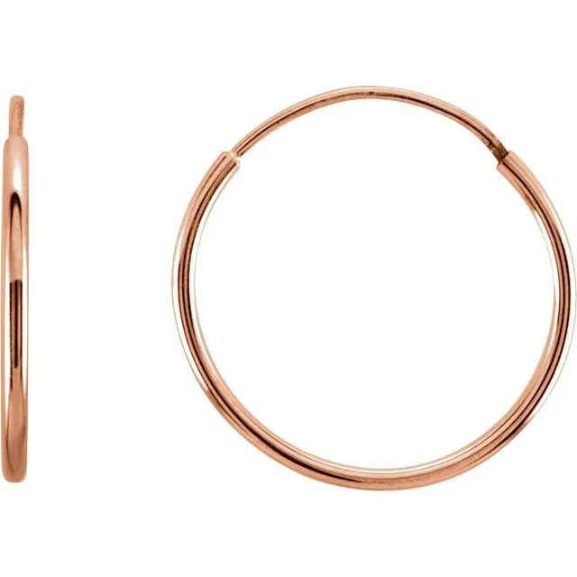 TreasureFineJewelers Earrings 14K Rose Gold 15 mm Endless Huggies