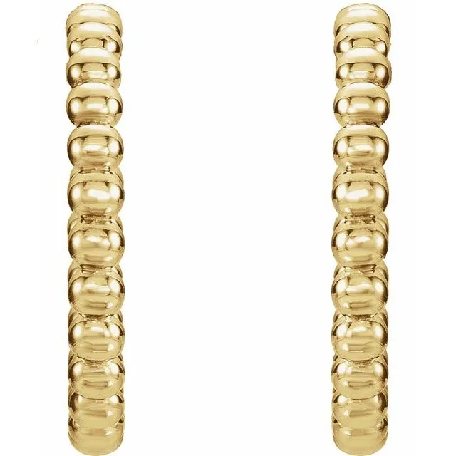 TreasureFineJewelers Earrings 14K Yellow 21 mm Beaded Hoop Earrings
