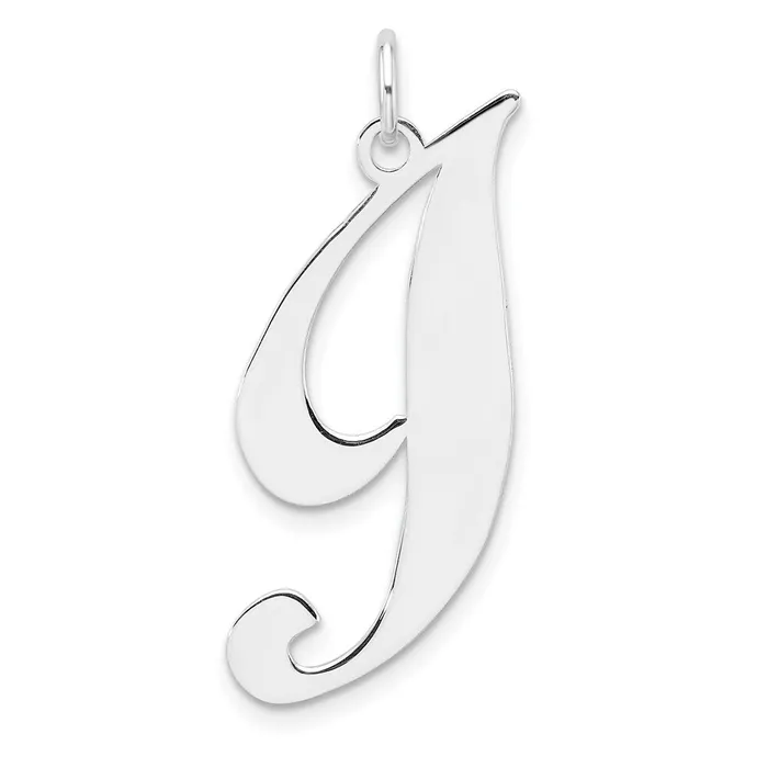 TreasureFineJewelers Large Sterling Silver Rhodiumplated Fancy Script Letter I Initial Charm Necklaces TreasureFineJewelers Large Sterling Silver Rhodiumplated Fancy Script Letter I Initial Charm Necklaces