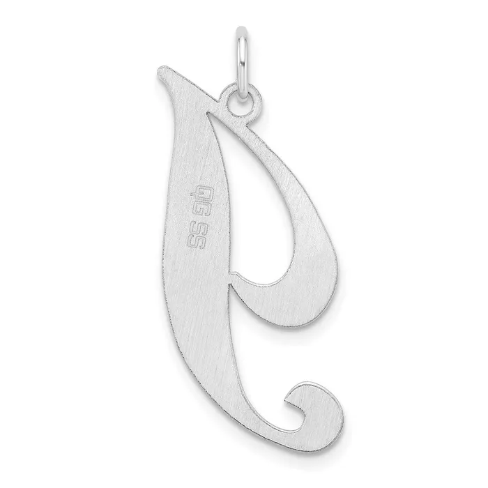 TreasureFineJewelers Large Sterling Silver Rhodiumplated Fancy Script Letter I Initial Charm Necklaces