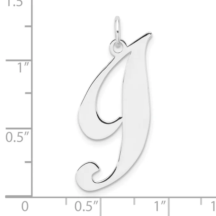 TreasureFineJewelers Large Sterling Silver Rhodiumplated Fancy Script Letter I Initial Charm Necklaces