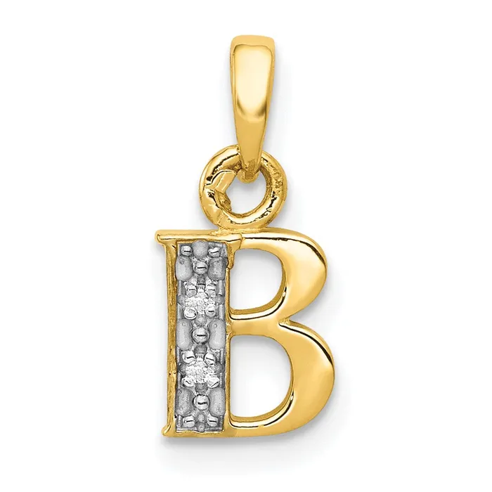 TreasureFineJewelers Necklaces 10k Yellow wRhodium and Rhodium Diamond Initial B Pendant TreasureFineJewelers Necklaces 10k Yellow wRhodium and Rhodium Diamond Initial B Pendant