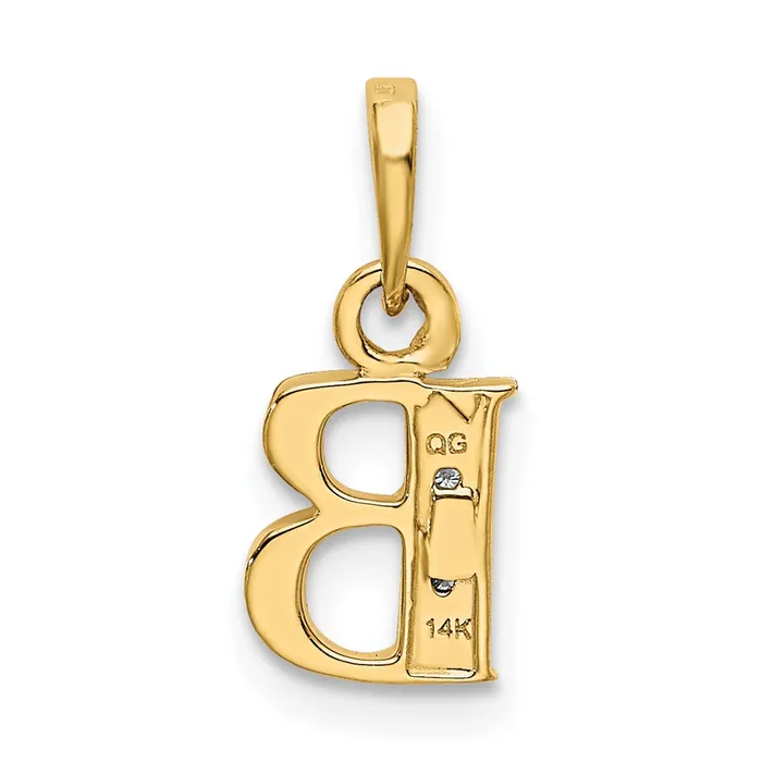 TreasureFineJewelers Necklaces 10k Yellow wRhodium and Rhodium Diamond Initial B Pendant