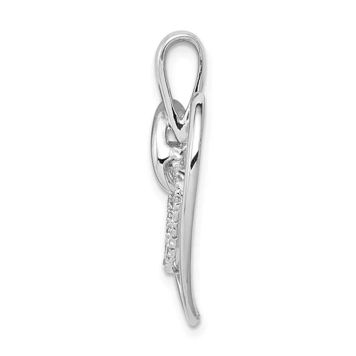 TreasureFineJewelers Necklaces 14k White Gold 110ct Diamond Double Heart Pendant
