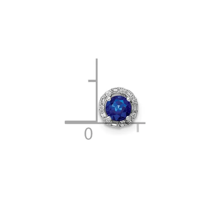 TreasureFineJewelers Necklaces 14k White Gold 120ct Diamond and Sapphire Circle Halo Chain Slide