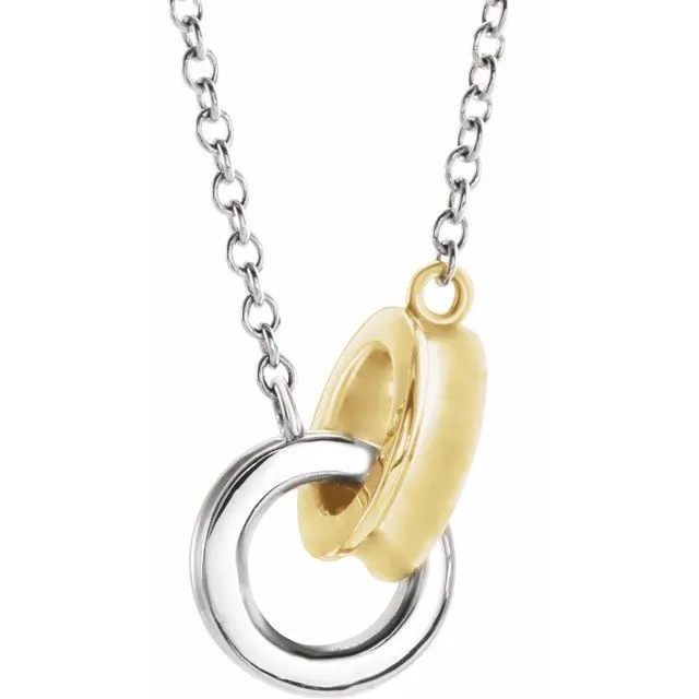 TreasureFineJewelers Necklaces 14K White GoldYellow Gold Interlocking Circle 16 Necklace