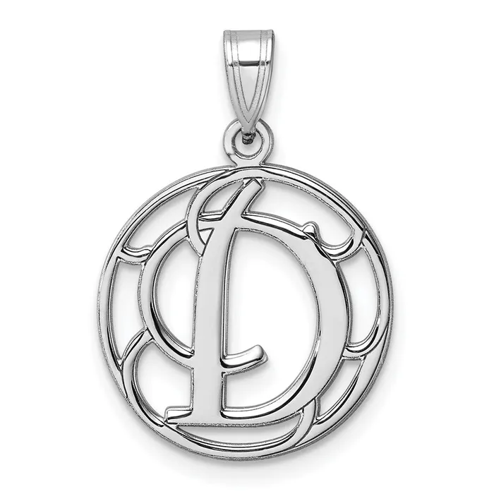 TreasureFineJewelers Necklaces Small Sterling Silver Rhodiumplated Fancy Script Letter D Initial Pendant TreasureFineJewelers Necklaces Small Sterling Silver Rhodiumplated Fancy Script Letter D Initial Pendant