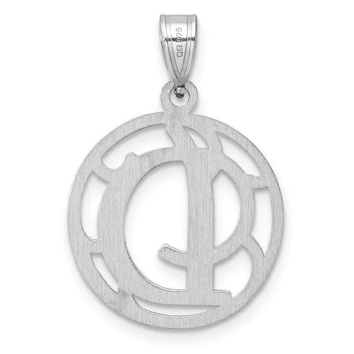 TreasureFineJewelers Necklaces Small Sterling Silver Rhodiumplated Fancy Script Letter D Initial Pendant
