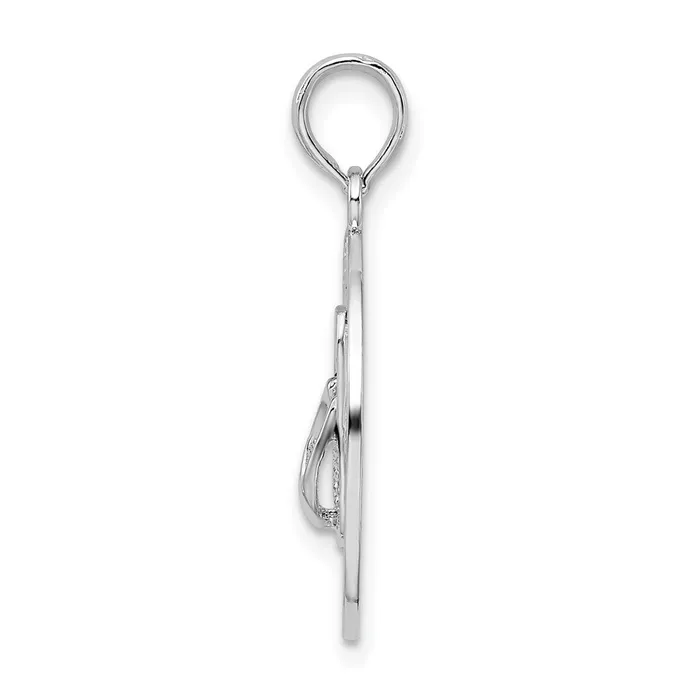 TreasureFineJewelers Necklaces Sterling Silver Polished Ocean City MD Circle wFlipflop Pendant