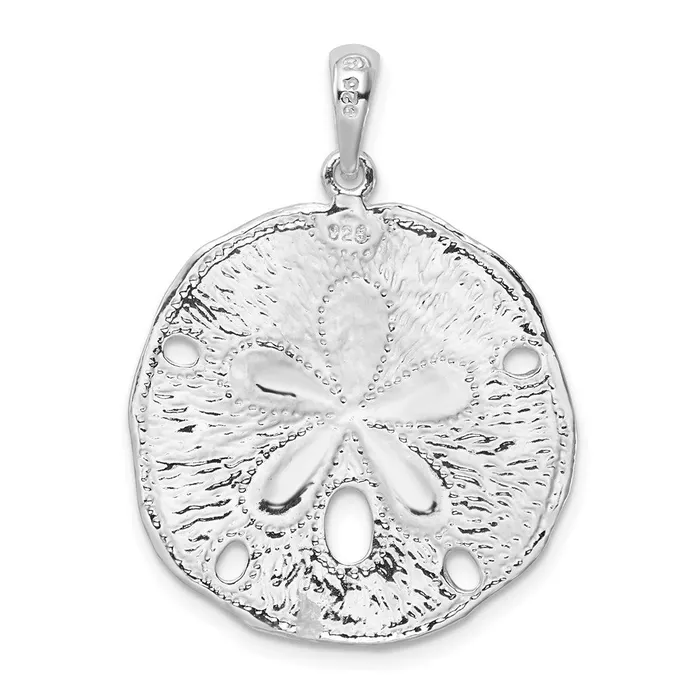 TreasureFineJewelers Necklaces Sterling Silver PolishedTextured Sand Dollar Pendant