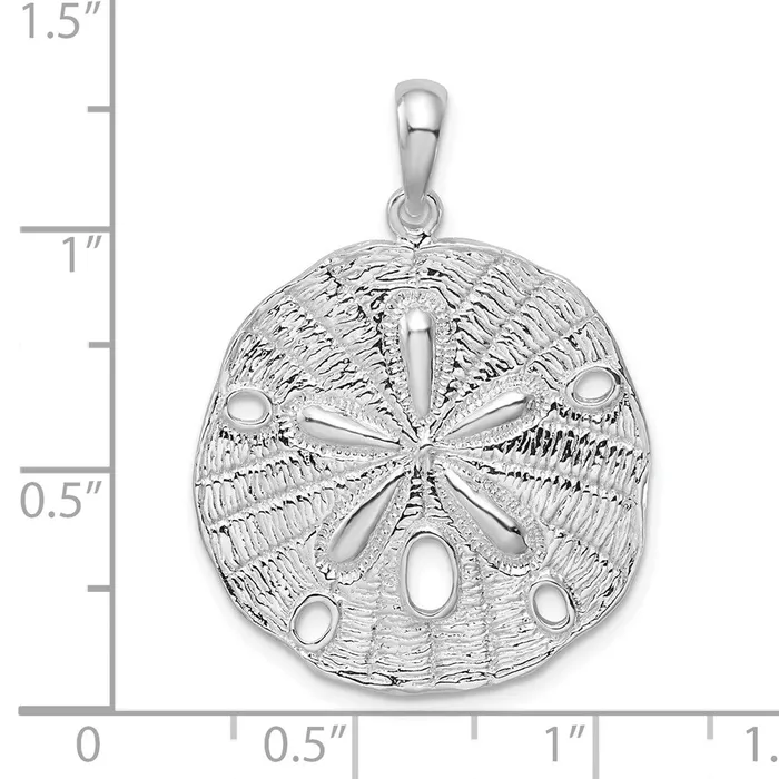 TreasureFineJewelers Necklaces Sterling Silver PolishedTextured Sand Dollar Pendant