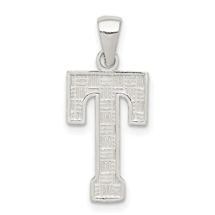 TreasureFineJewelers Necklaces Sterling Silver Rhodiumplated Letter T Initial Pendant
