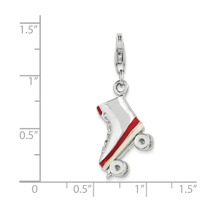 TreasureFineJewelers Rings Sterling Silver And Enameled Roller Skate Charm