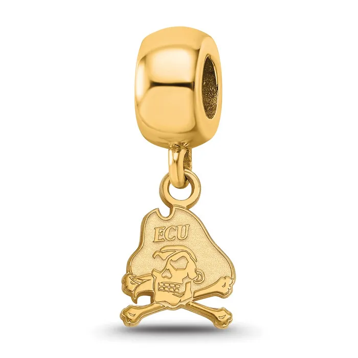 TreasureFineJewelers Rings Sterling Silver Goldplated LogoArt East Carolina University Pirate Extra Small Dangle Bead Charm