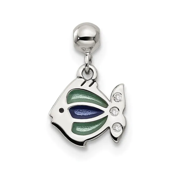 TreasureFineJewelers Rings Sterling Silver Mio Memento Enamel Dangle Fish Charm