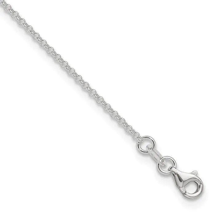 TreasureFineJewelers Sterling Silver Polished Rolo Chain with 1in ext Anklet Necklaces TreasureFineJewelers Sterling Silver Polished Rolo Chain with 1in ext Anklet Necklaces