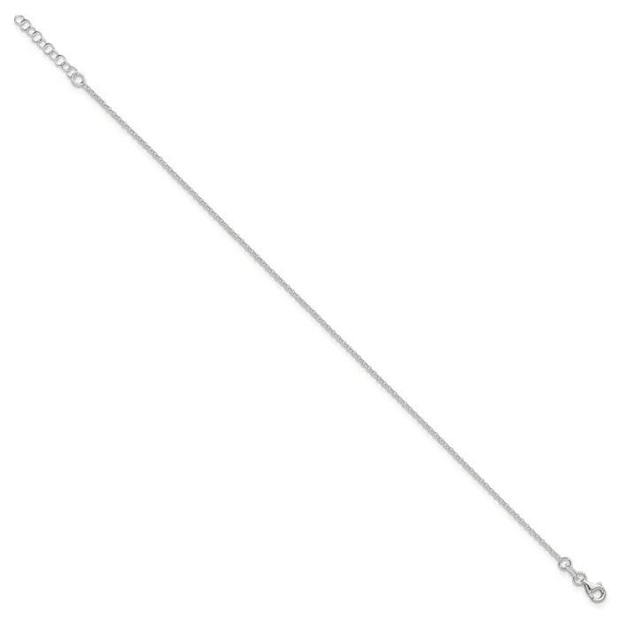 TreasureFineJewelers Sterling Silver Polished Rolo Chain with 1in ext Anklet Necklaces