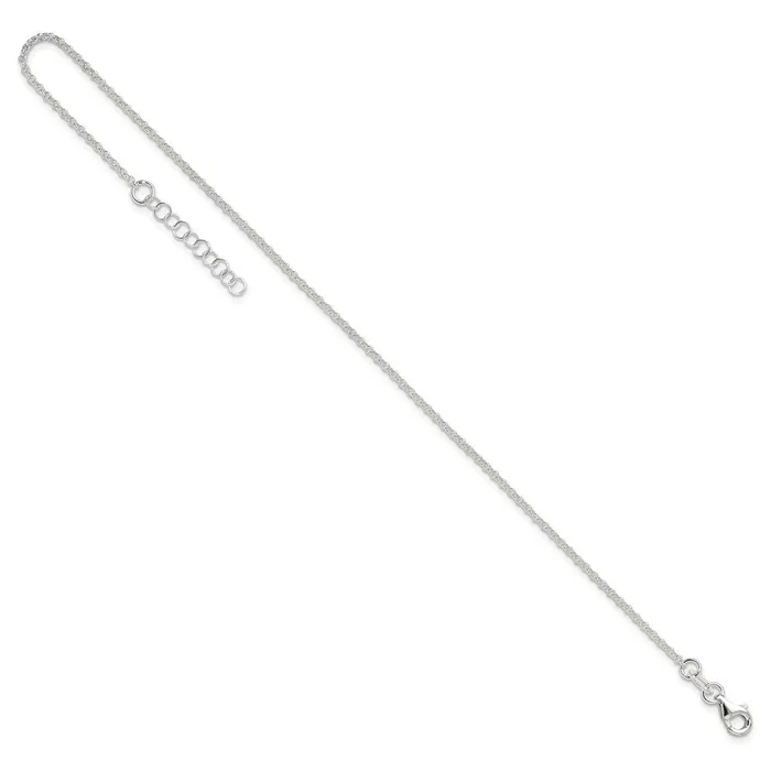 TreasureFineJewelers Sterling Silver Polished Rolo Chain with 1in ext Anklet Necklaces