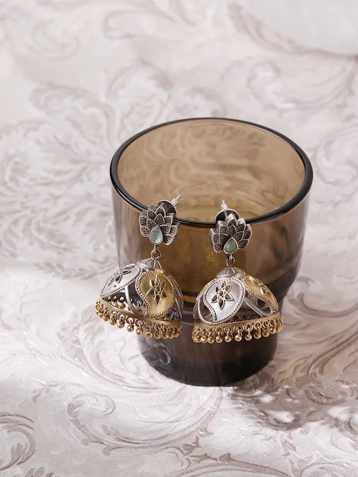 Curio Cottage The Gypsy Jade jhumki Earrings Earrings Curio Cottage The Gypsy Jade jhumki Earrings Earrings