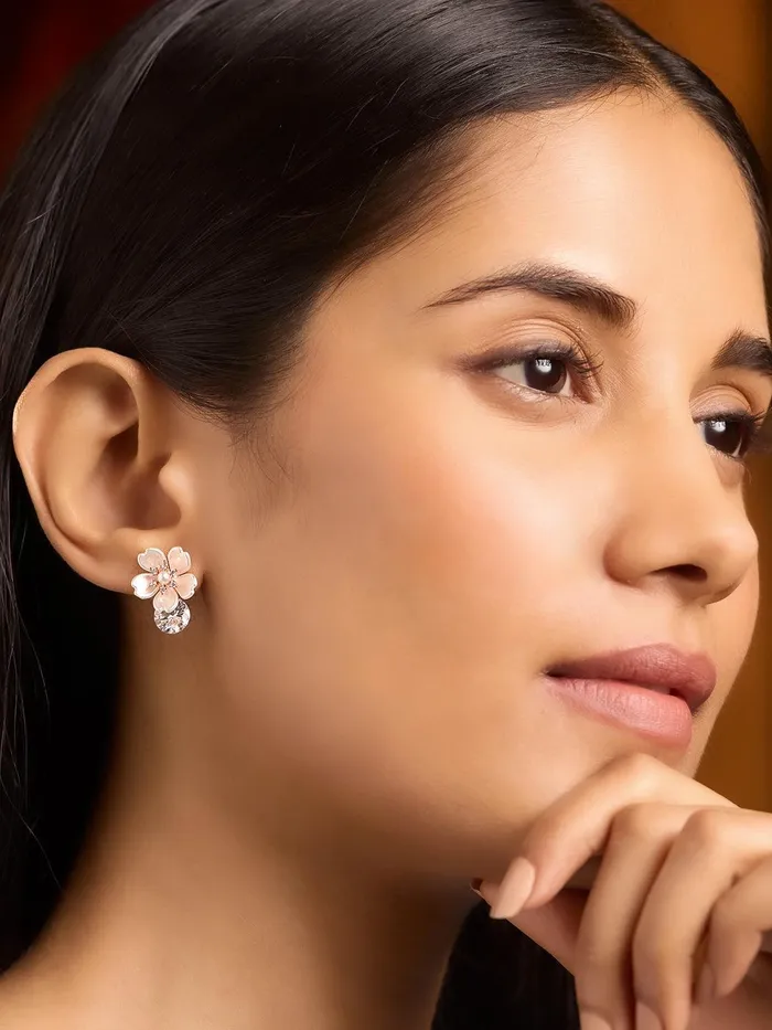 Earrings Curio Cottage Pearl Petals Drop Earrings