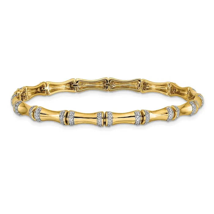 14k Gold Diamond Bamboo Design BraceletWBCBM3722050YA WB Choice Jewelry Bracelets