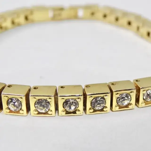 1980s 18K Gold Plated Tennis Bracelet Vintage by Misty Bracelets