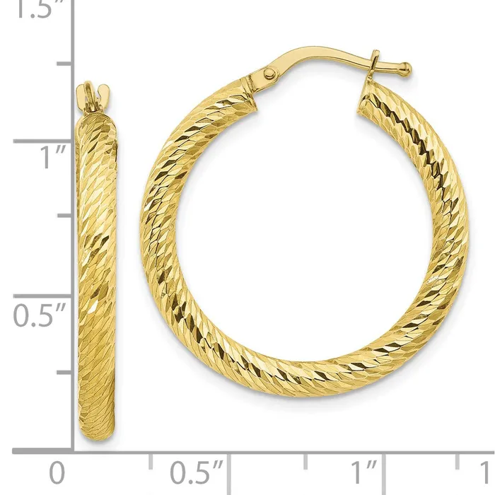 Earrings 10k 3x20 Diamondcut Round Hoop EarringsWBC10TF1341 WB Choice Jewelry
