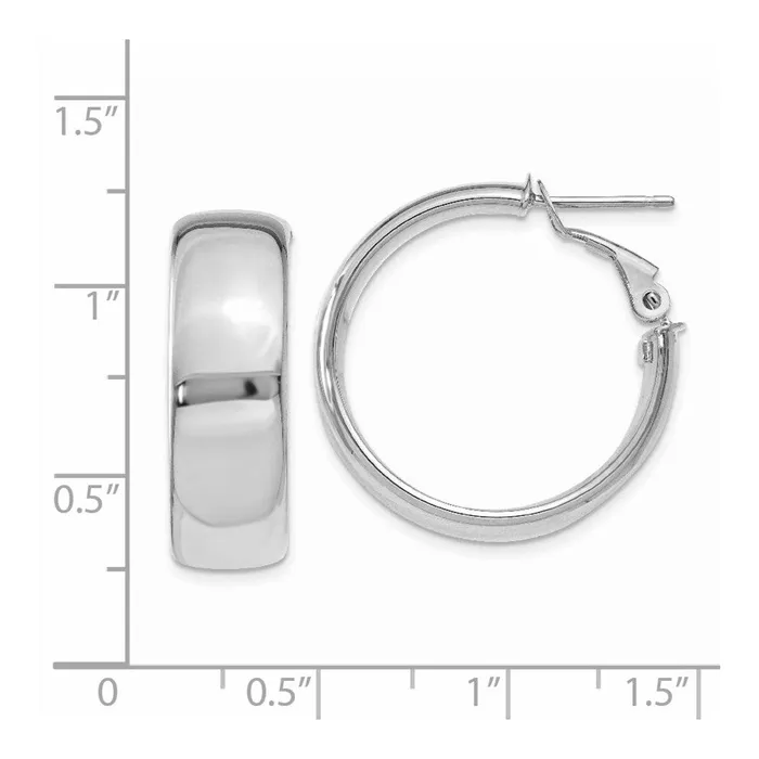 Earrings WB Choice Jewelry 14k White Gold 775mm Omega Back Hoop EarringsWBCPRE735W