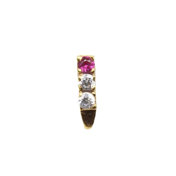 Gold Plated Indian Nose Stud Pink White CZ corkscrew piercing nose ring Karizma Jewels Rings