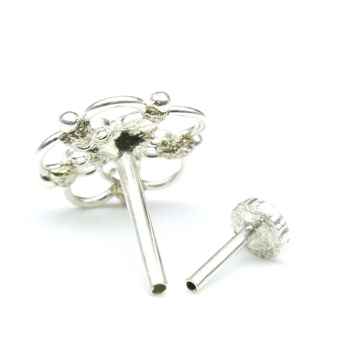 Karizma Jewels Rings Cute Real 925 Silver White CZ Nose ring Push Pin
