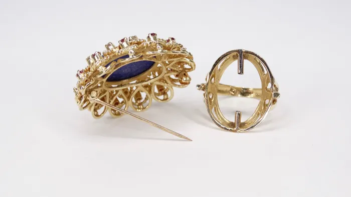 Lapis 14K Gold Diamond Cocktail Ring Vintage by Misty Rings
