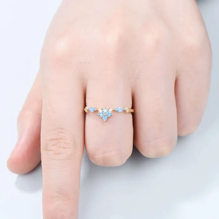 Rings Art Deco Swiss Blue Topaz Wedding Band 14K Yellow Gold Half Eternity VintageTopaz Stacking Band Anniversary Ring Matching Band Promise Ring PENFINE Rings Art Deco Swiss Blue Topaz Wedding Band 14K Yellow Gold Half Eternity VintageTopaz Stacking Band Anniversary Ring Matching Band Promise Ring PENFINE