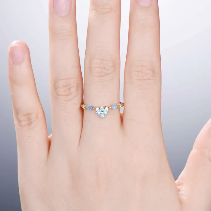 Rings Art Deco Swiss Blue Topaz Wedding Band 14K Yellow Gold Half Eternity VintageTopaz Stacking Band Anniversary Ring Matching Band Promise Ring PENFINE Rings Art Deco Swiss Blue Topaz Wedding Band 14K Yellow Gold Half Eternity VintageTopaz Stacking Band Anniversary Ring Matching Band Promise Ring PENFINE