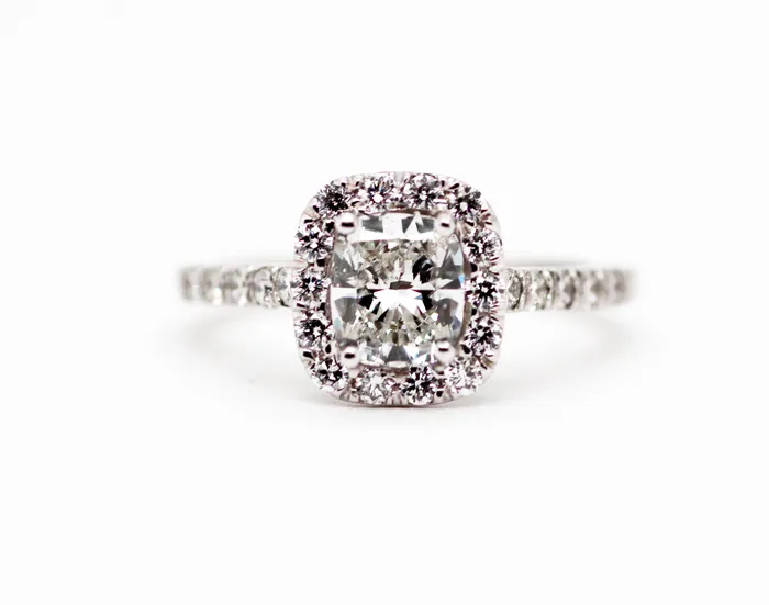Rings FULLERS PURCHASE FROM PUBLIC 14KW Cushion Cut Diamond Engagement Ring
