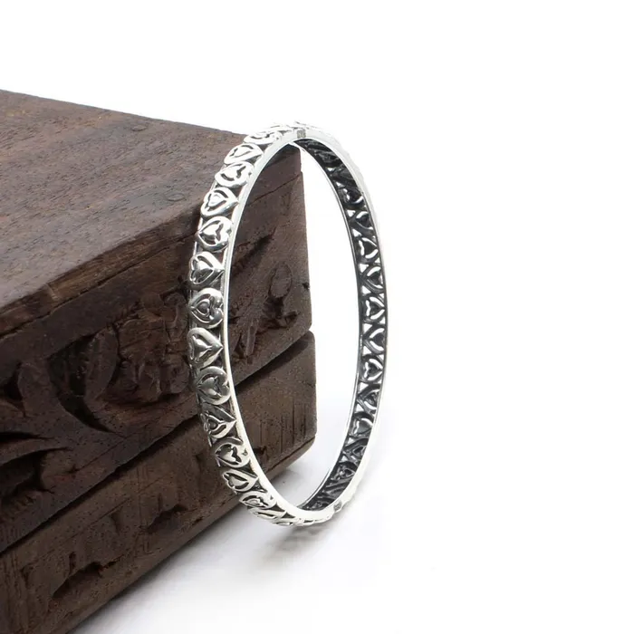 Rings Karizma Jewels Cute Heart Real Sterling Silver Oxidized Women Bangles 6 CM