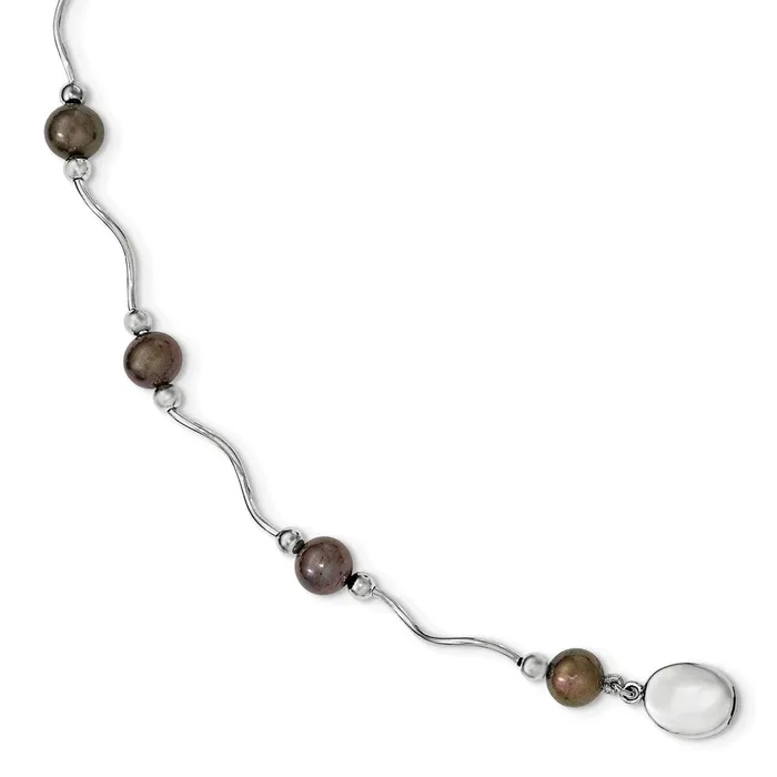 Sterling Silver Rhplated 67mm Black FW Cultured Pearl NecklaceWBCQH484918 WB Choice Jewelry Necklaces