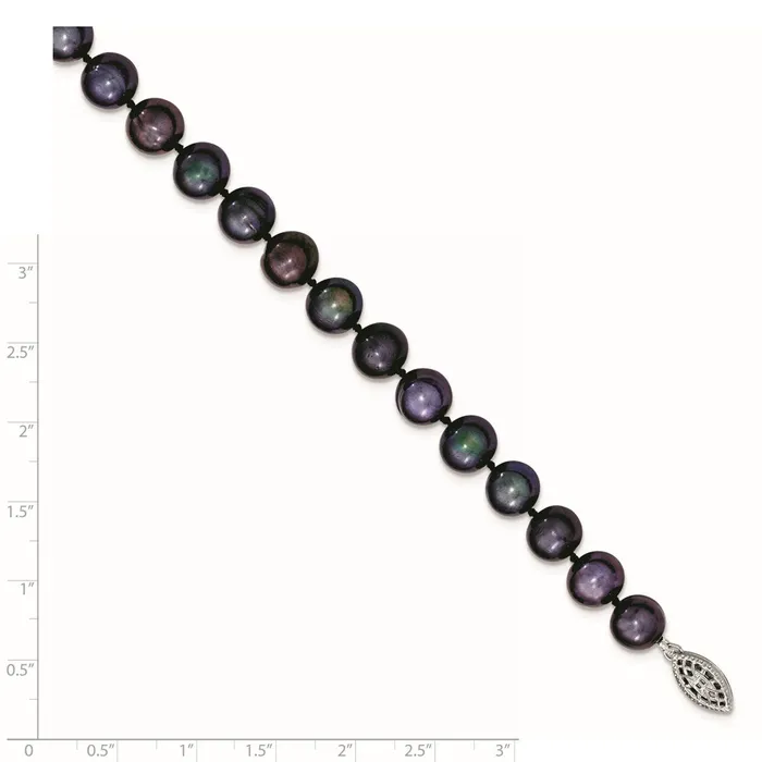 Sterling Silver Rhodplated 910mm Black FWC Pearl BraceletWBCQH5157725 WB Choice Jewelry Bracelets